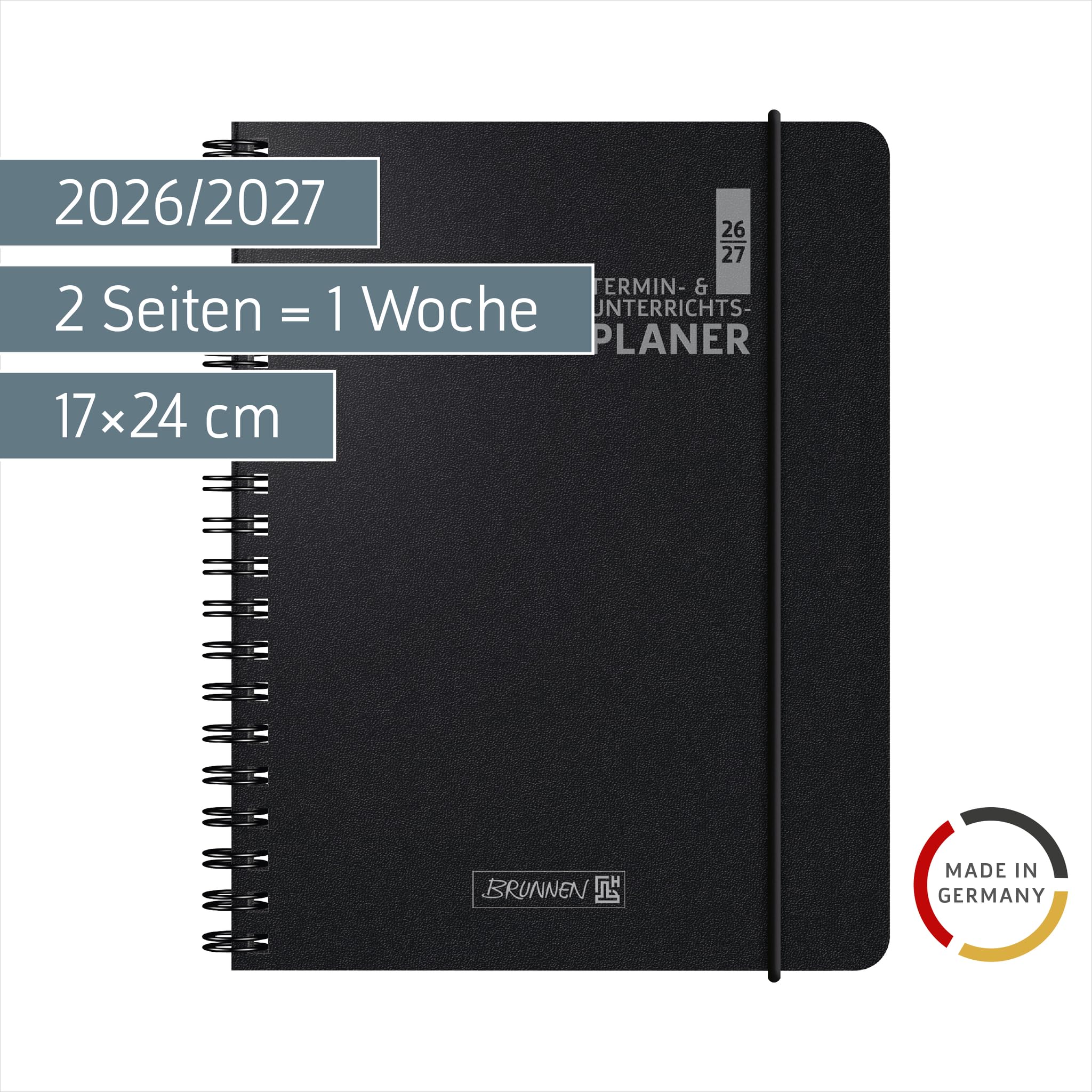 brunnen-termin-unterrichtsplaner-2026-2027-a5-schwarz-2-seiten-1-woche image 2