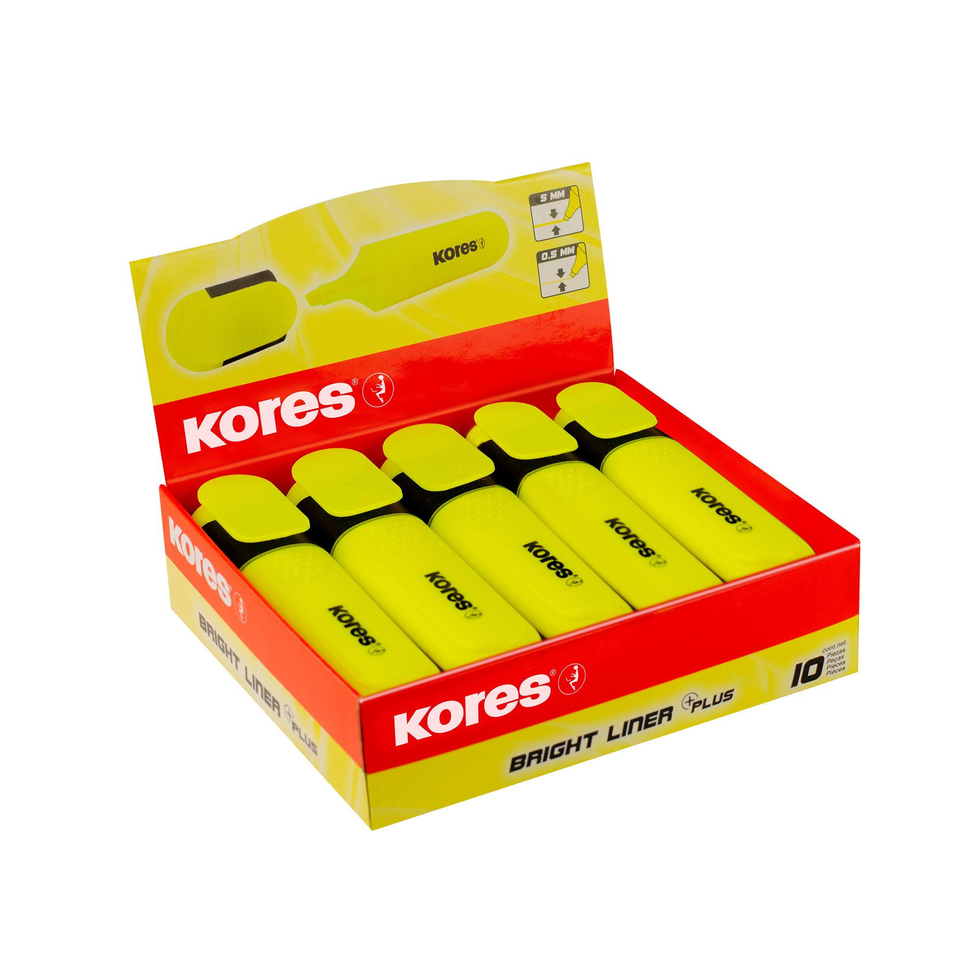 kores-bright-liner-plus-gelbe-textmarker-keilspitze-10-st-ck-packung image 3
