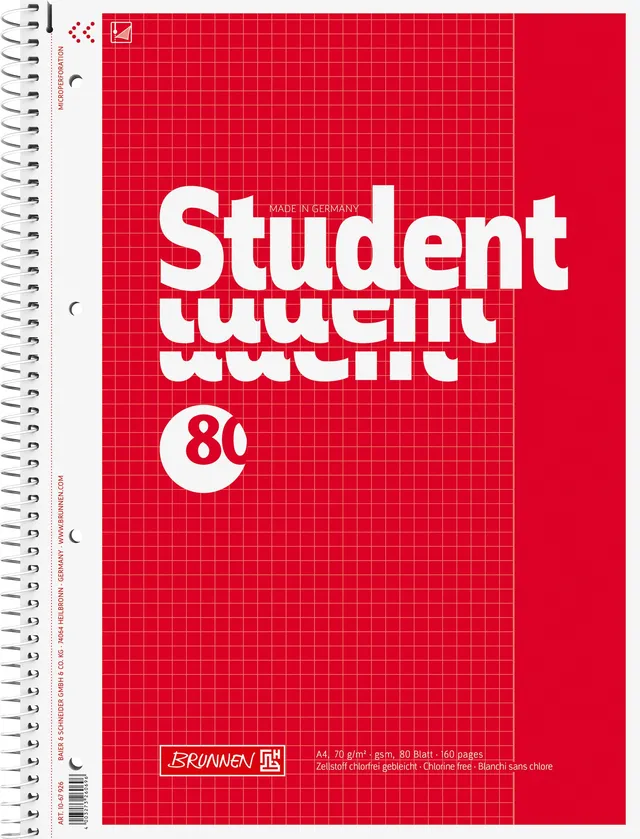 brunnen-collegeblock-student-a4-lineatur-26-80-blatt-rot image 1