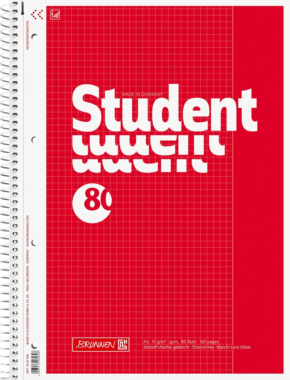brunnen-collegeblock-student-a4-lineatur-26-80-blatt-rot image 1