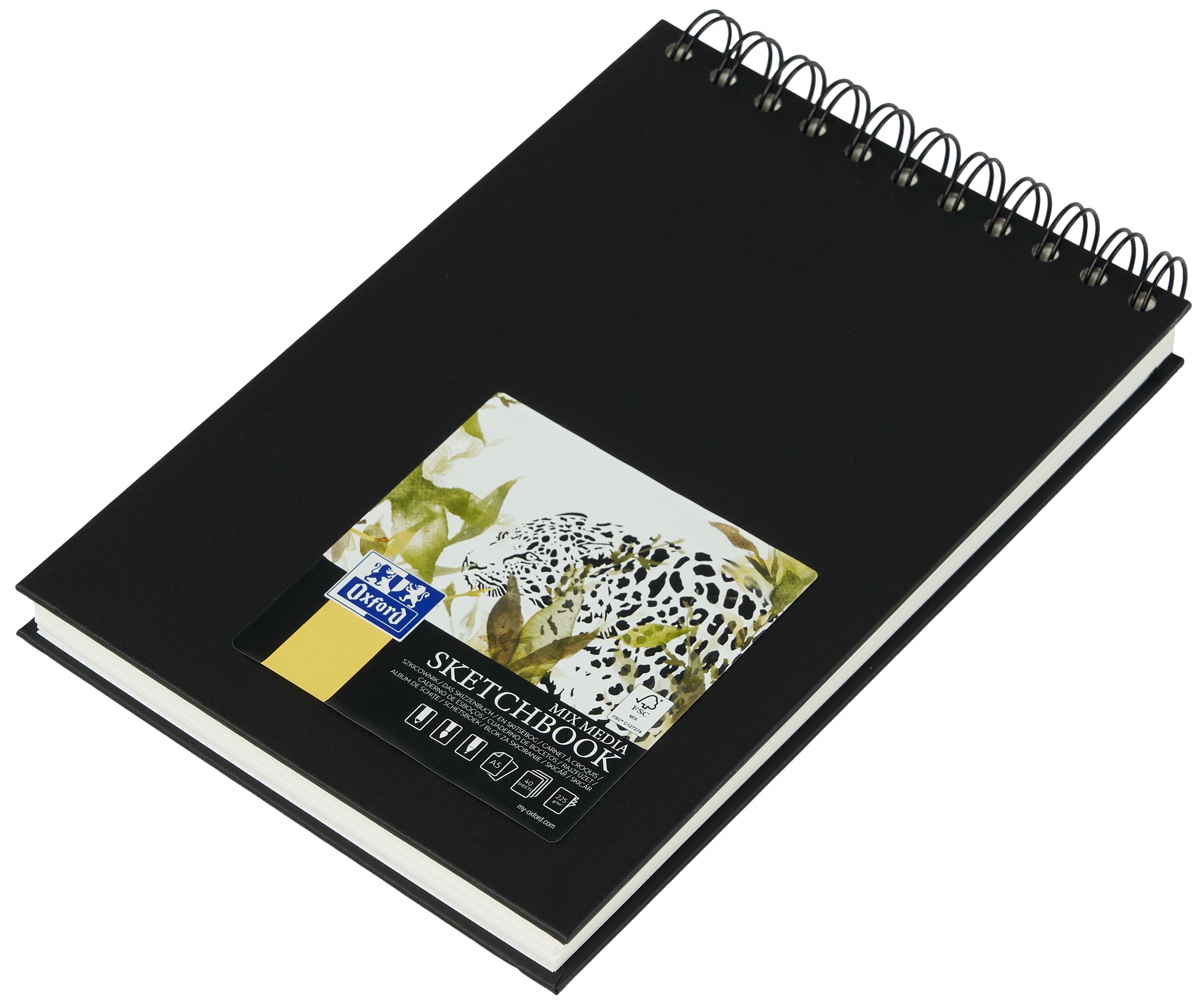 oxford-skizzen-block-a5-hardcover-spiral-225g-schwarz image 2