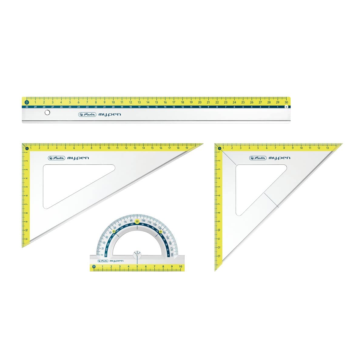 herlitz-my-pen-geometrieset-4-teilig-dreiecke-lineal-30-cm-winkelmesser image 2