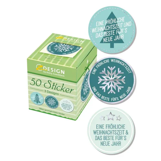 avery-zweckform-56863-weihnachtssticker-rolle-38-mm-silberpr-gung-50-st-ck image 1