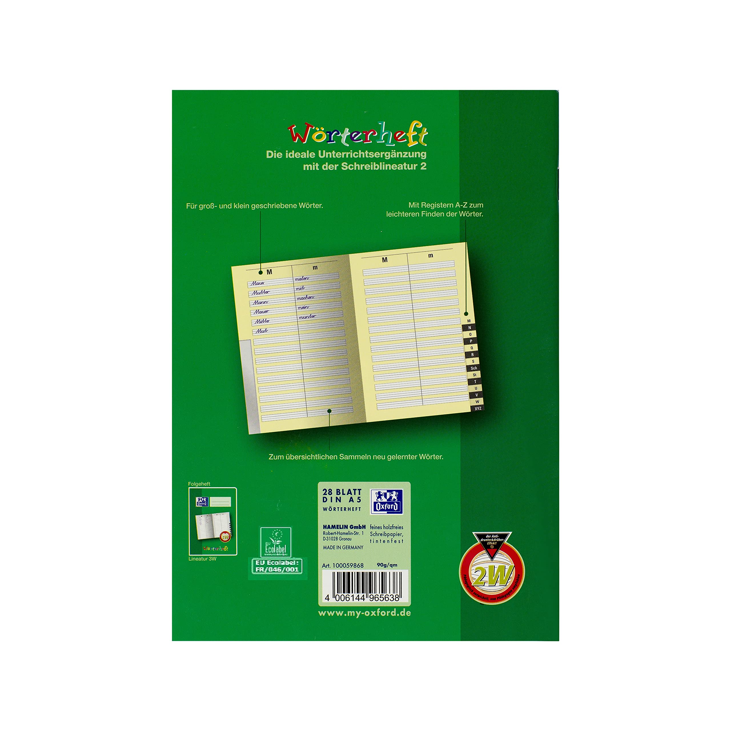 oxford-w-rterheft-a5-lineatur-2w-28-blatt-gr-n-10-st-ck image 5