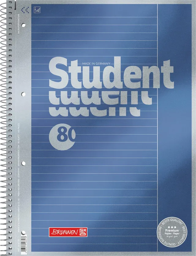 brunnen-collegeblock-premium-student-a4-lin-25-80-blatt-blau image 1