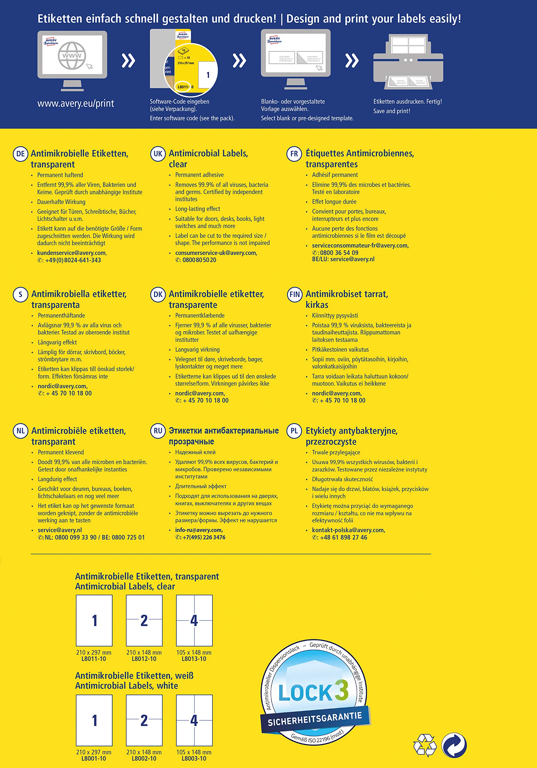 avery-zweckform-l8011-10-selbstklebende-folie-antibakteriell-a4-10-hygieneaufkle image 2
