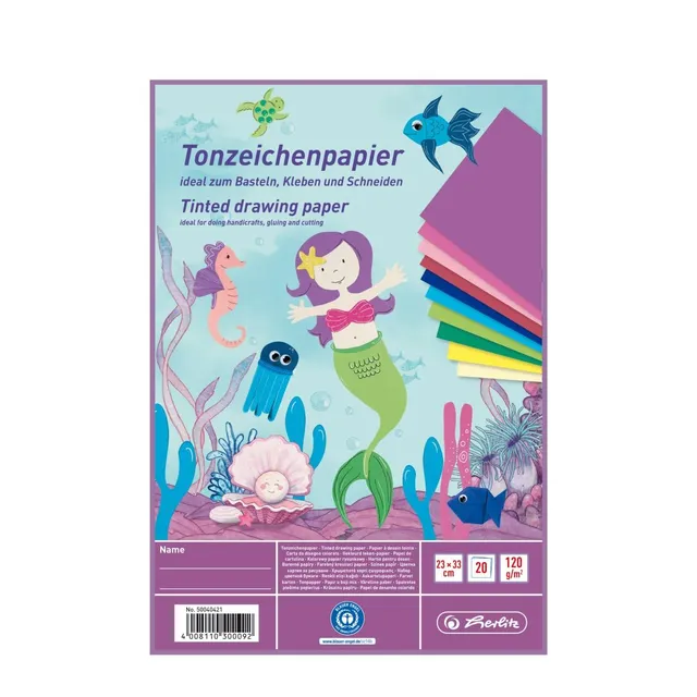 herlitz-tonzeichenpapierblock-23-x-33-cm-20-blatt-motiv-meerjungfrau image 1
