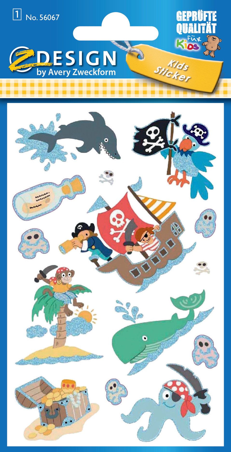avery-zweckform-56067-z-design-kinder-sticker-pirat-glitzerfolie-14-aufkleber image 2