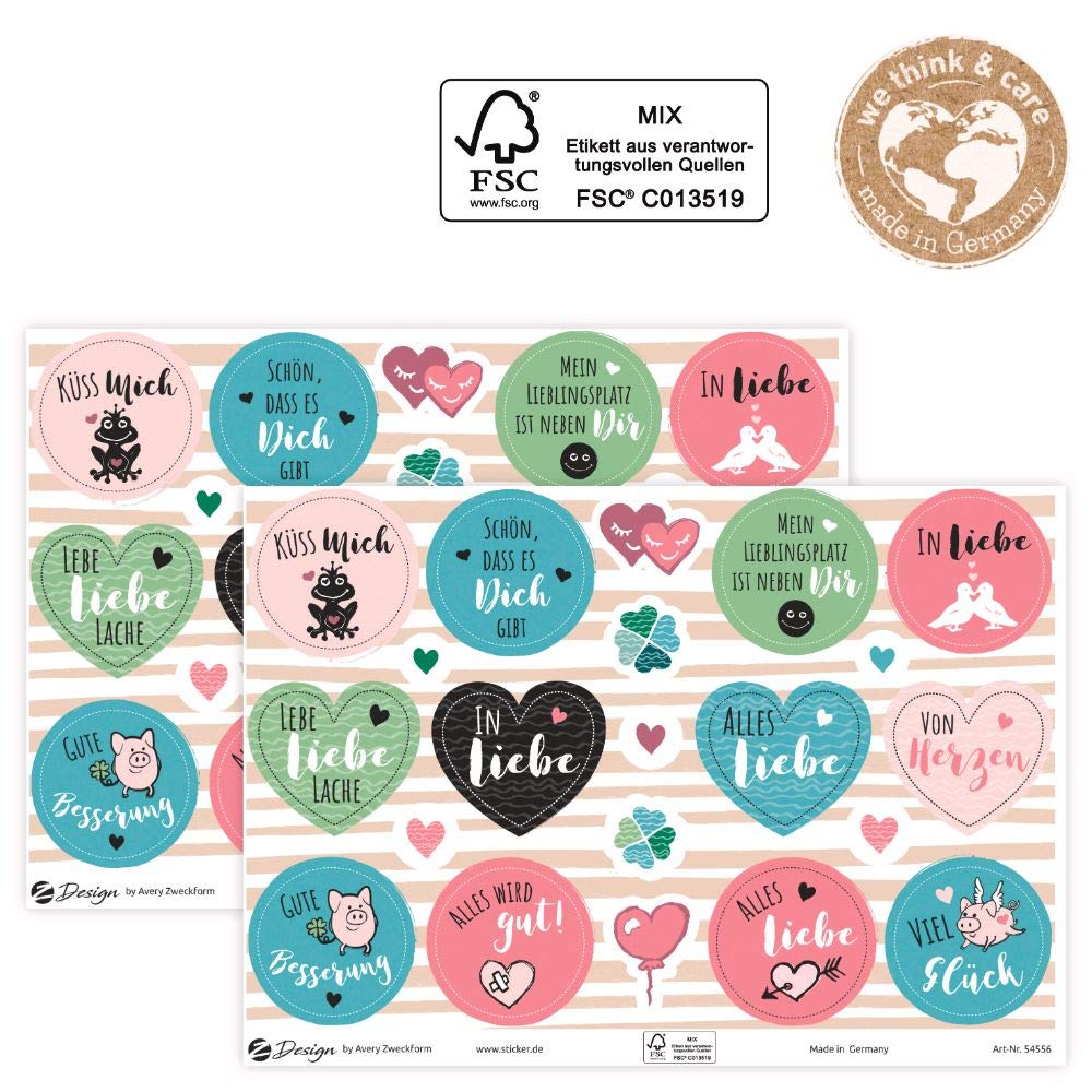 avery-zweckform-54556-z-design-dekosticker-liebe-und-gl-ck-a5-42-st-ck image 4