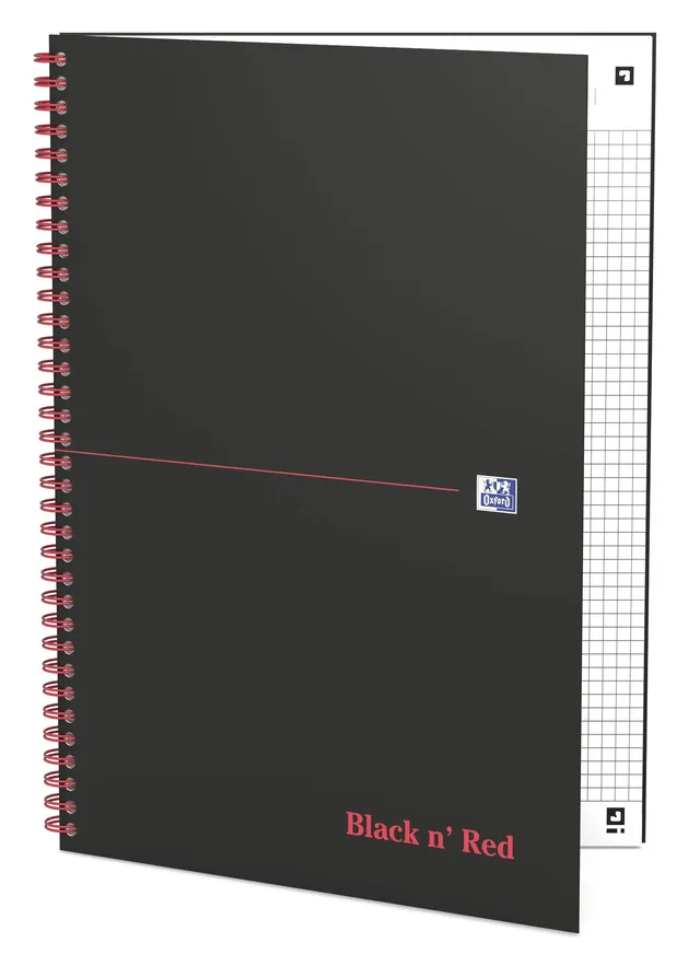 oxford-black-n-red-spiralbuch-din-a4-kariert-hardcover-70-blatt-5er-pack-schwarz image 1