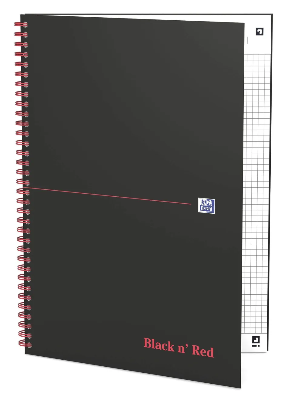 oxford-black-n-red-spiralbuch-din-a4-kariert-hardcover-70-blatt-5er-pack-schwarz image 1