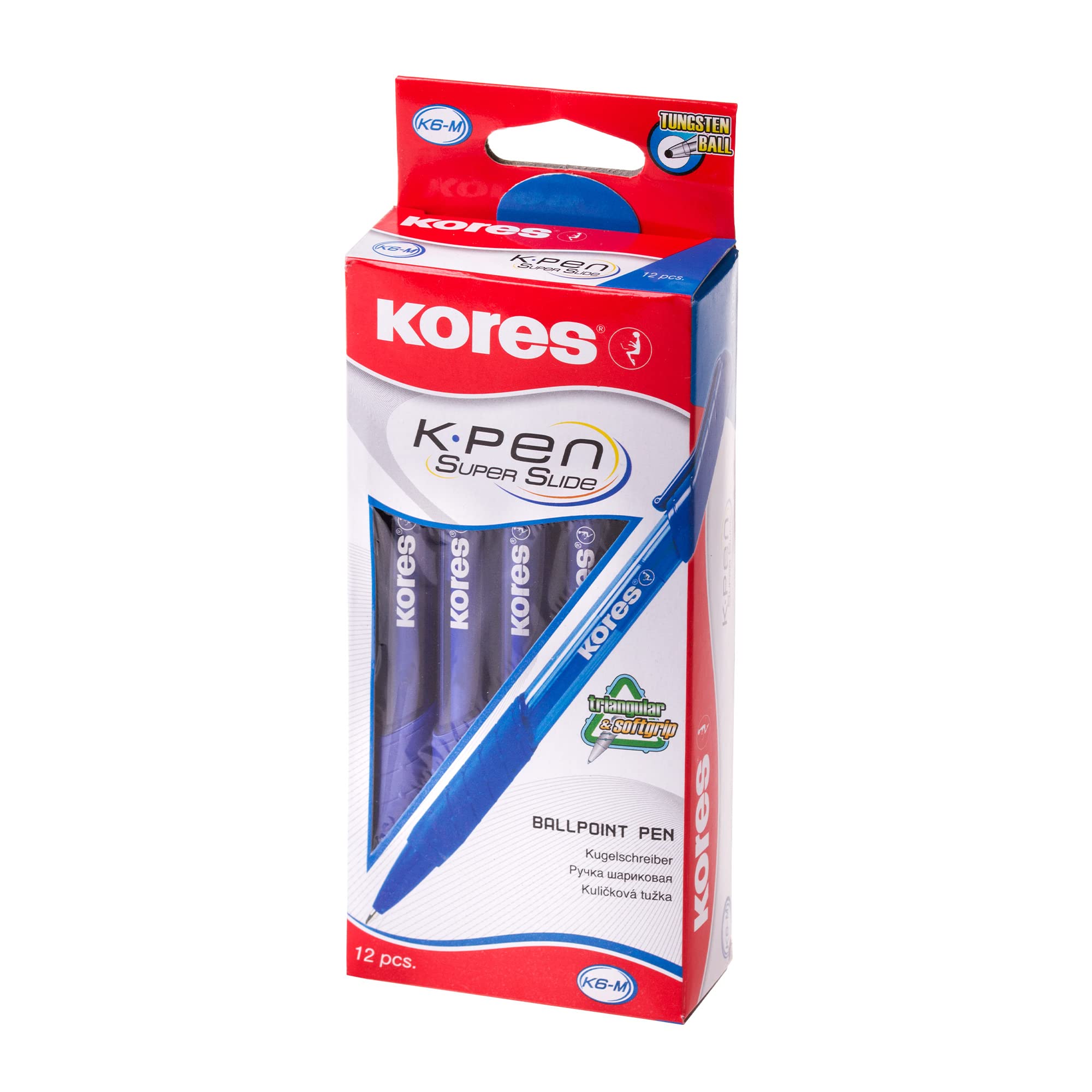 kores-k6-druckkugelschreiber-blau-1-0-mm-medium-12er-pack image 2