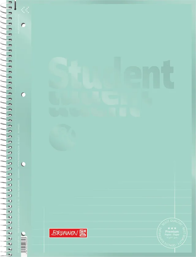 brunnen-collegeblock-premium-student-colour-code-a4-lineatur-27-80-blatt-mint image 1