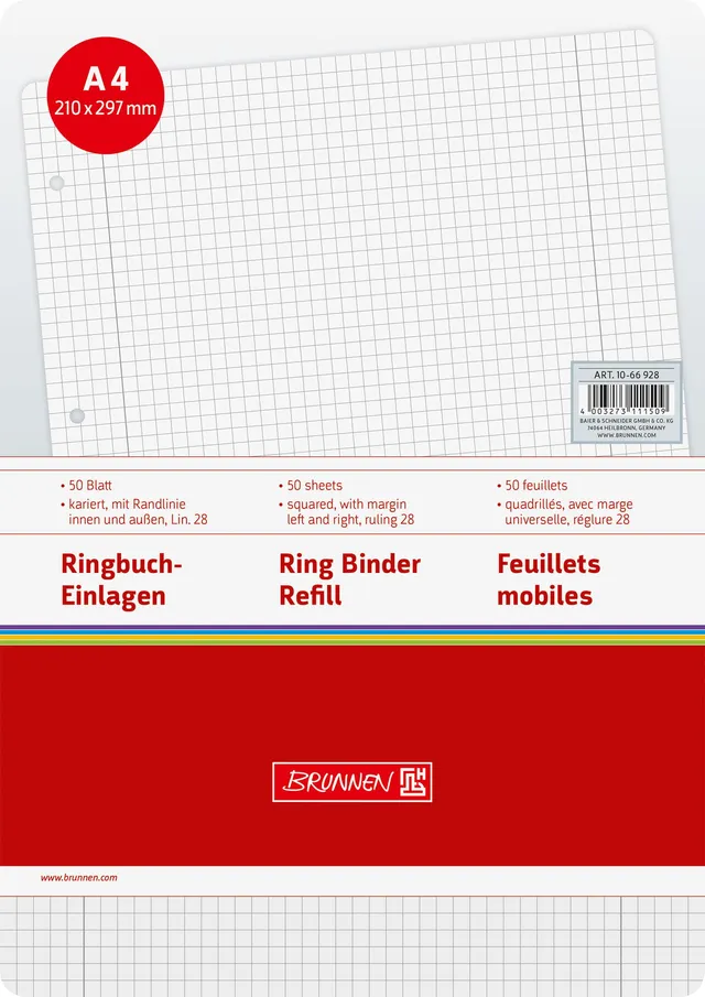 brunnen-ringbucheinlagen-a4-lineatur-28-kariert-50-blatt-wei image 1