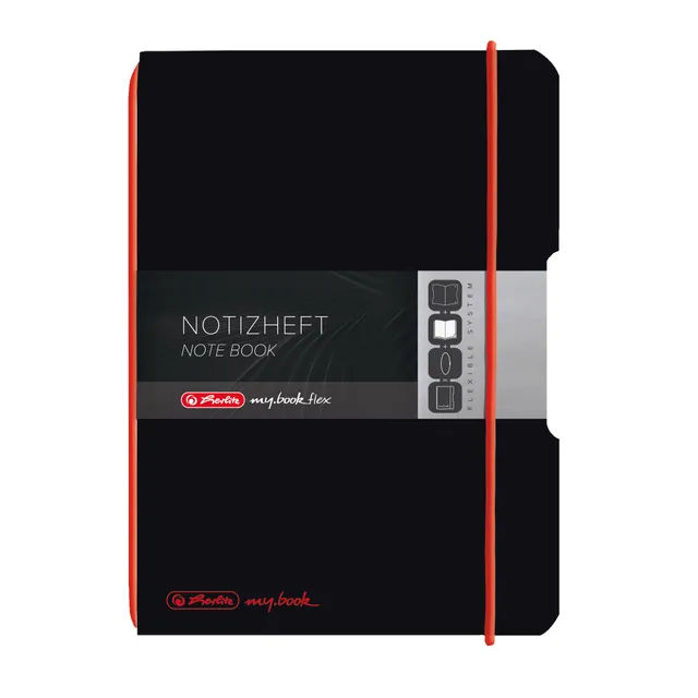 herlitz-notizheft-my-book-flex-a6-kariert-schwarzes-cover image 1