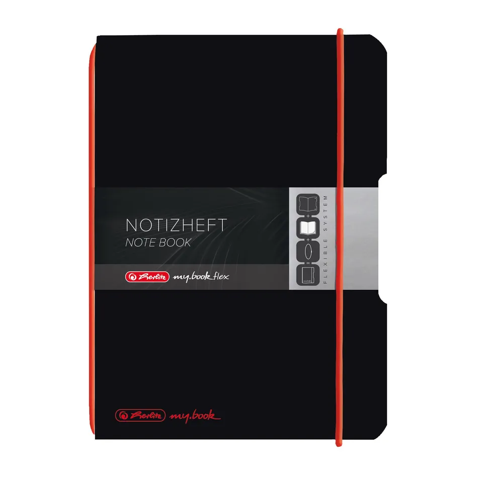 herlitz-notizheft-my-book-flex-a6-kariert-schwarzes-cover image 1