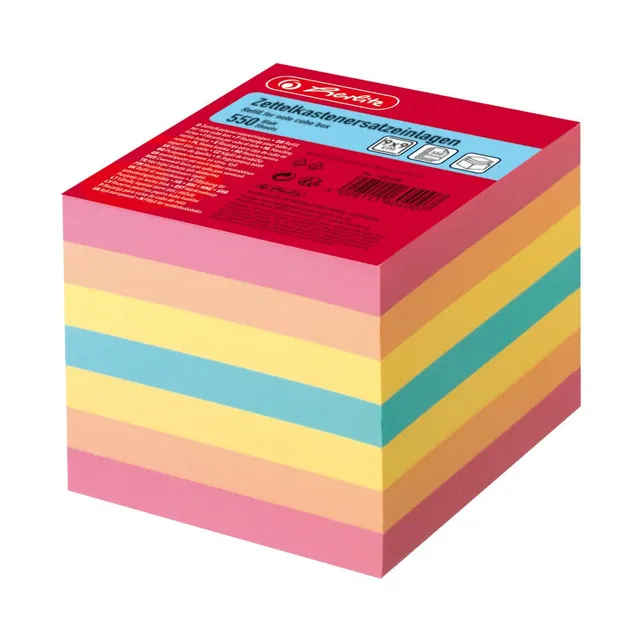 herlitz-zettelkasten-ersatzeinlage-9x9-cm-blanko-farbig-sortiert-550-blatt image 1