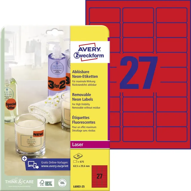 avery-zweckform-l6003-25-etiketten-675-neonrote-wiederabl-sbare-aufkleber-63-5x2 image 1