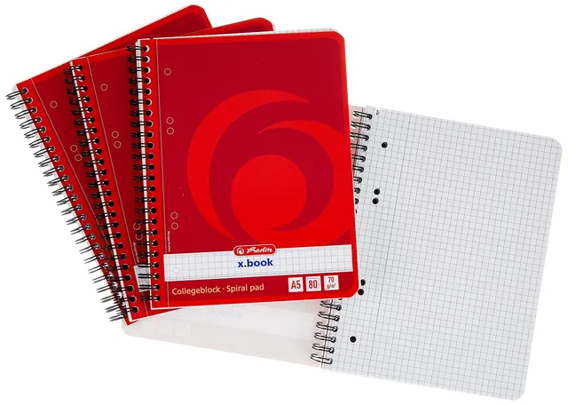 herlitz-notizblock-x-book-a5-kariert-80-blatt-4er-pack-mit-spirale image 1