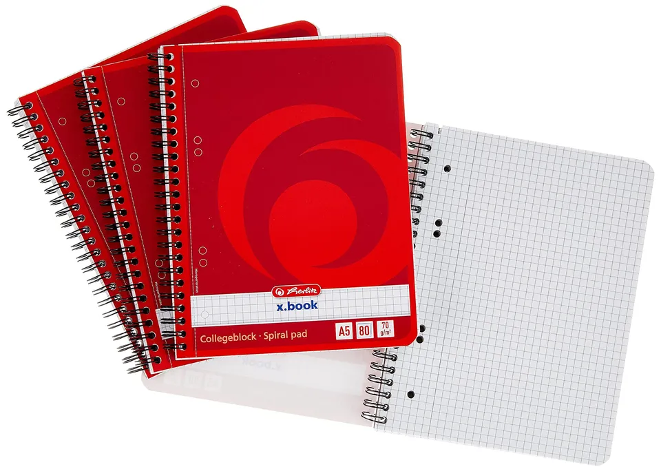 herlitz-notizblock-x-book-a5-kariert-80-blatt-4er-pack-mit-spirale image 1