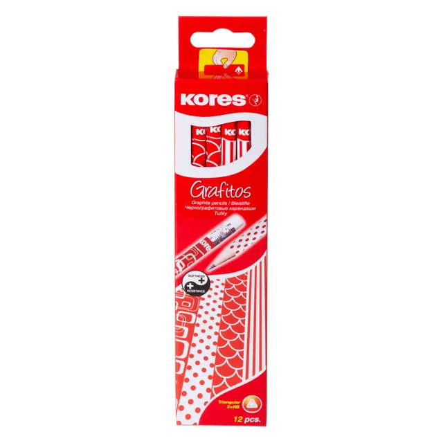 kores-grafitos-bleistifte-hb-12-st-ck-wei-rot-retro-design-mit-radiergummi image 1