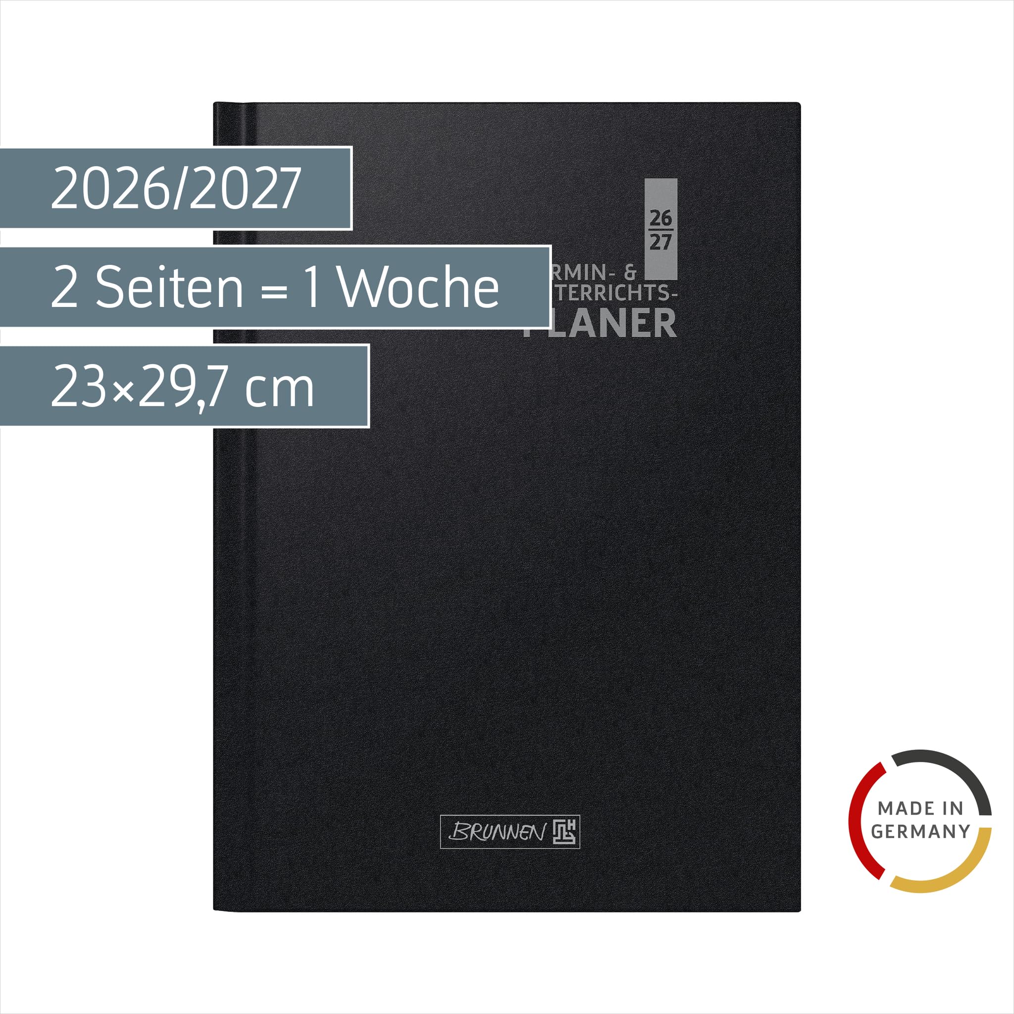 brunnen-termin-unterrichtsplaner-2026-2027-a4-schwarz-2-seiten-1-woche image 2