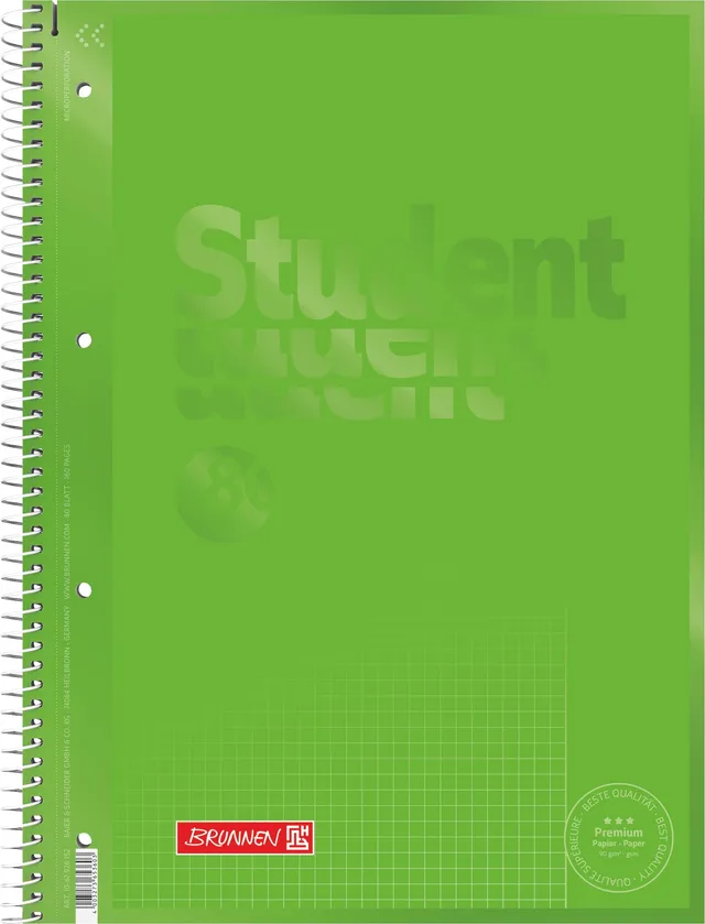 brunnen-collegeblock-premium-student-colour-code-a4-lineatur-26-80-blatt-kiwi image 1