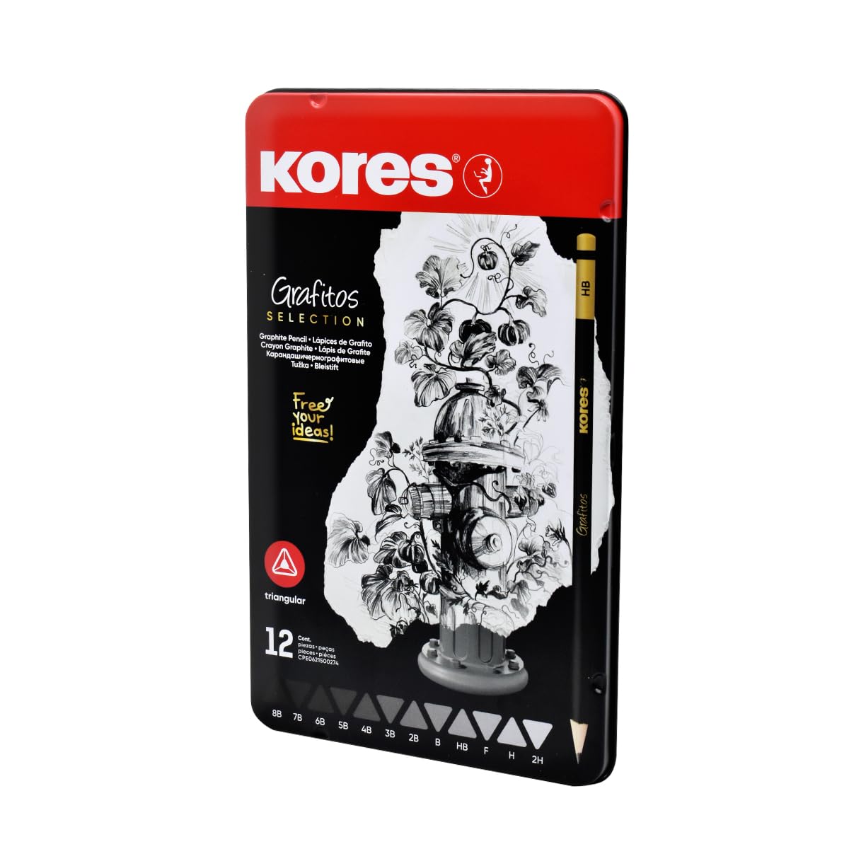 kores-grafitos-art-set-12-zeichenbleistifte-8b-bis-2h-in-metallbox image 3