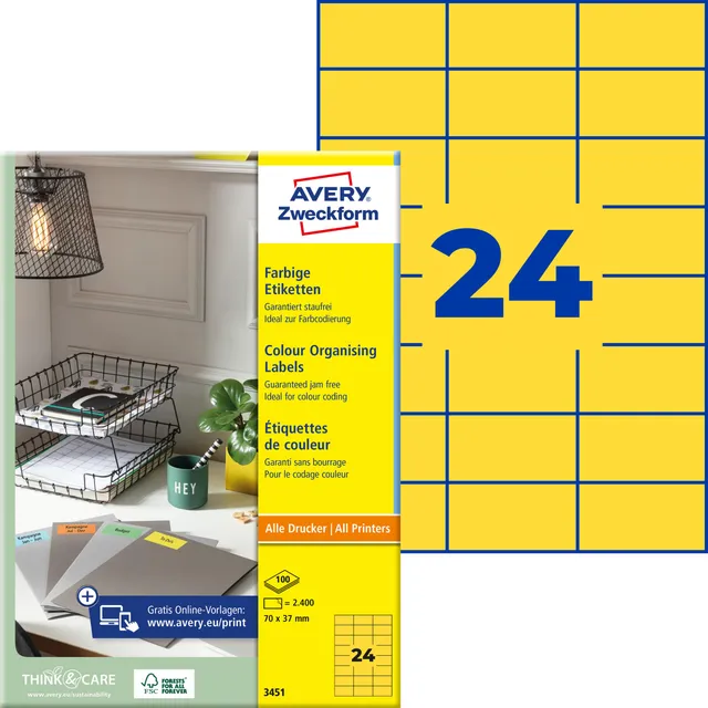 avery-zweckform-3451-gelbe-etiketten-70x37mm-a4-permanent-2-400-aufkleber image 1