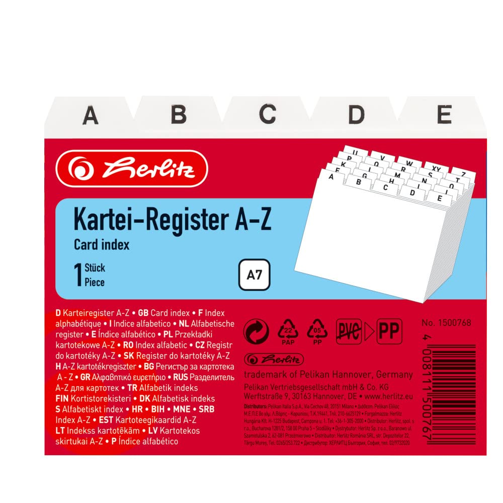 herlitz-1500768-karteiregister-a7-a-z-pp-25-teilig-wei image 1