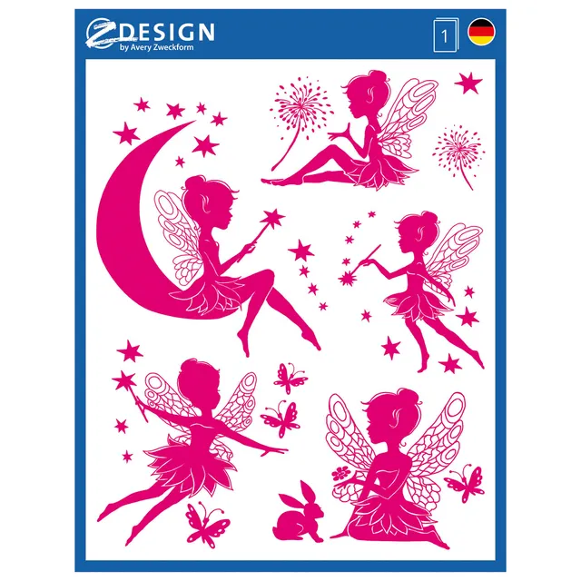 avery-zweckform-54996-fensterbilder-feen-8-selbstklebende-fenstersticker-wasserf image 1