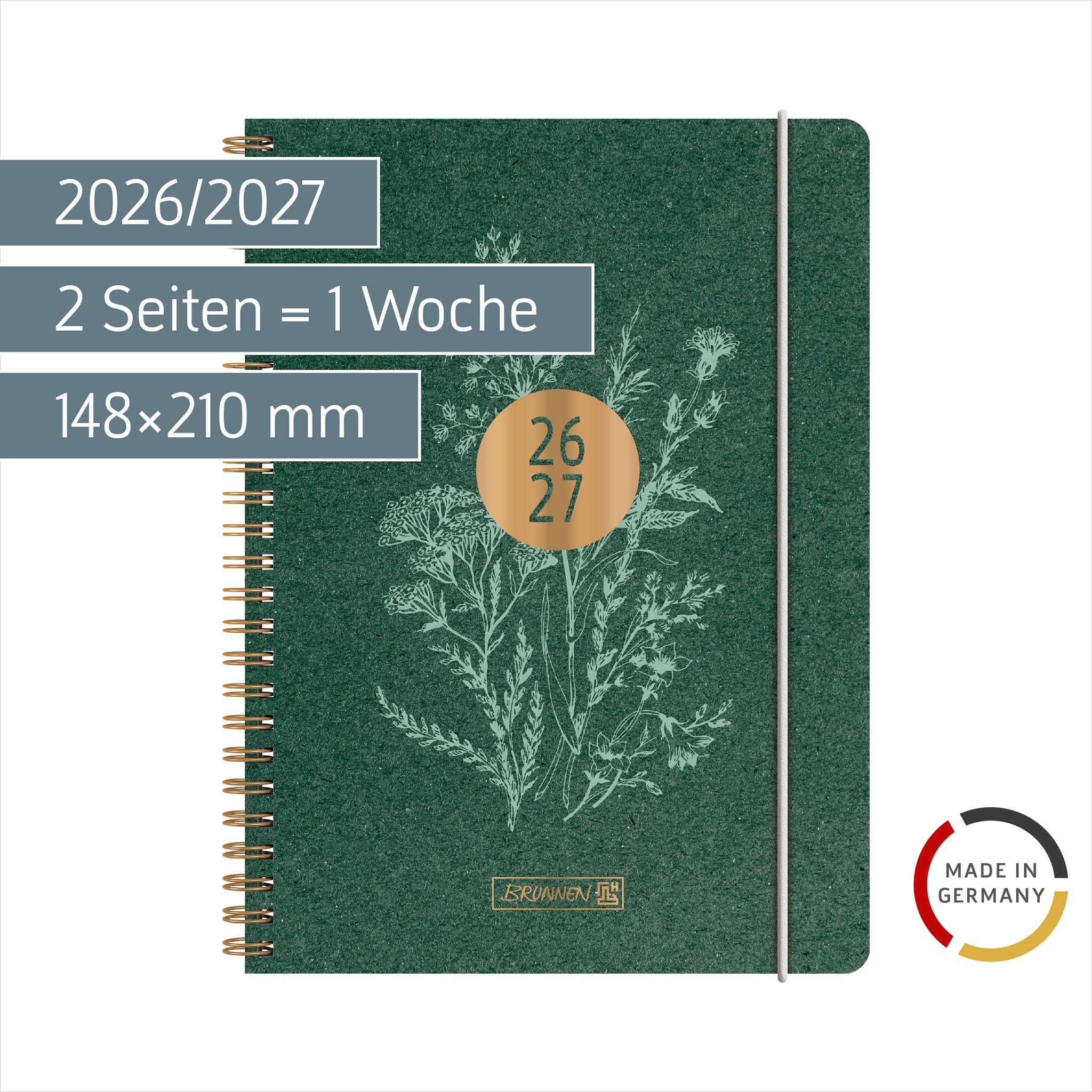 brunnen-sch-lerkalender-2026-2027-botanical-a5-karton-2-seiten-1-woche image 2