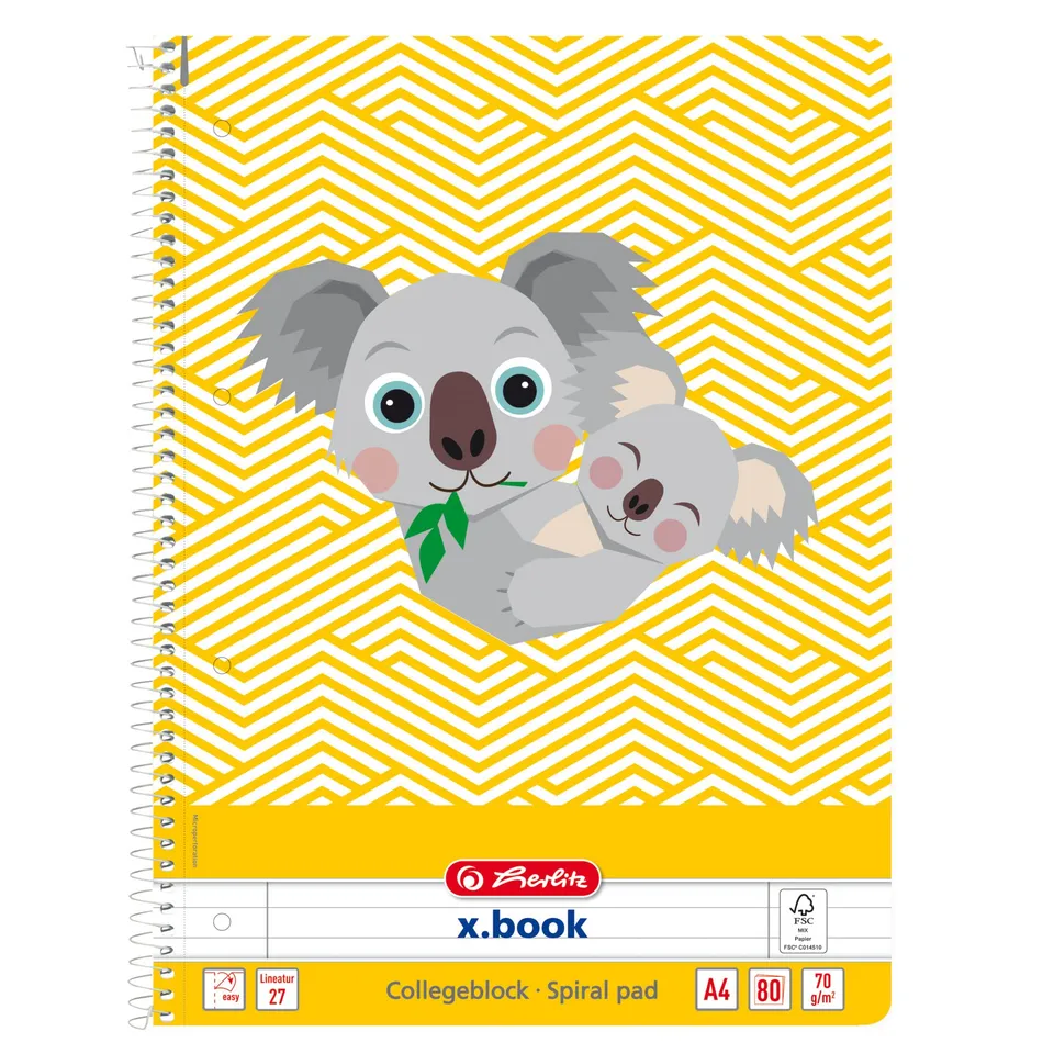 herlitz-spiralblock-a4-cute-animal-koala-liniert-80-blatt-5-st-ck image 1