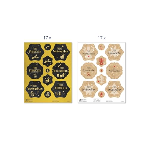 avery-zweckform-z-design-51050-aufkleber-weihnachten-204-st-ck-schwarz-gold-kraf image 8