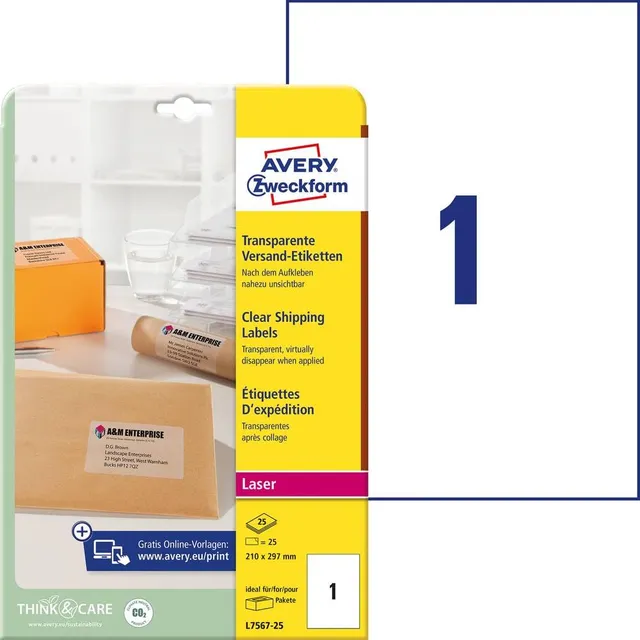 avery-zweckform-l7567-25-versandetiketten-transparent-210x297-mm-25-blatt image 1