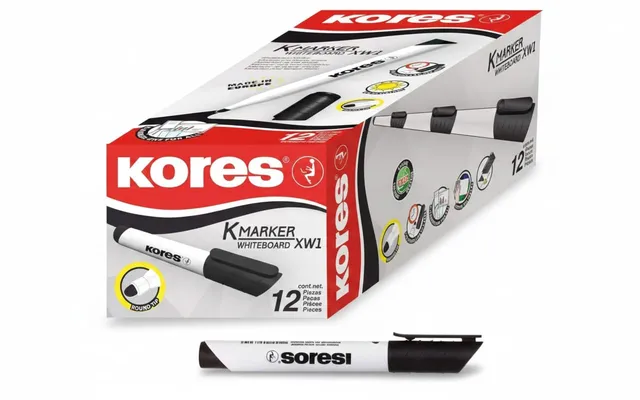 kores-k-marker-xw2-whiteboard-marker-schwarz-keilspitze-12er-pack image 1