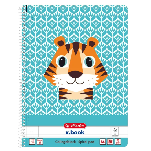 herlitz-spiralblock-a4-cute-animal-tiger-liniert-80-blatt-5-st-ck image 1