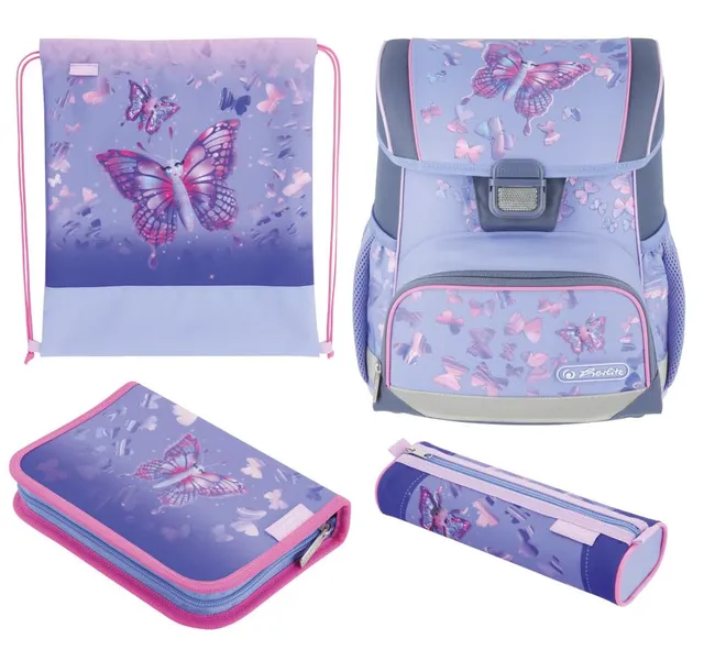 herlitz-schulranzen-loop-plus-butterflies-4-teiliges-set image 1