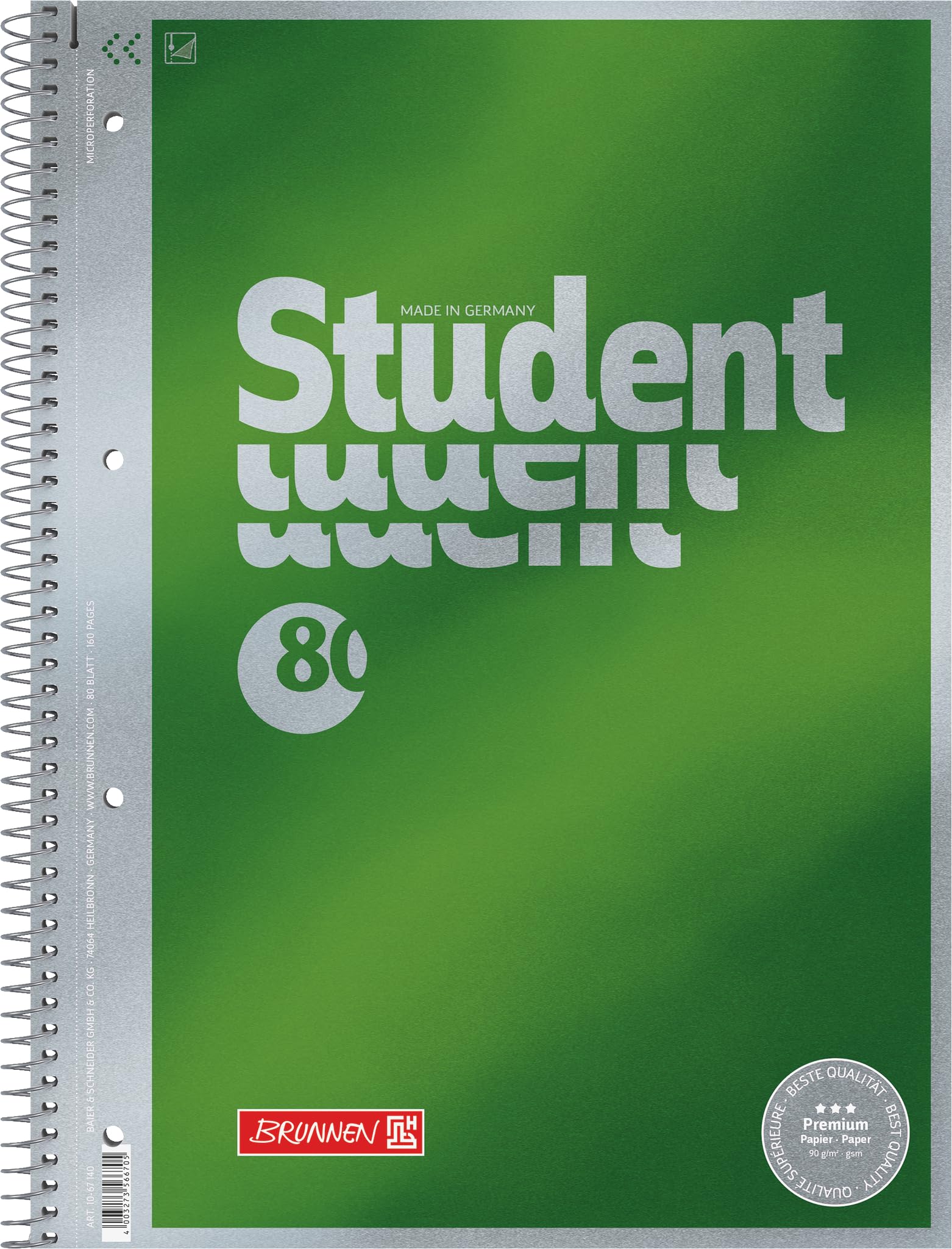 brunnen-collegeblock-premium-student-a4-lineatur-20-80-blatt-gr-n image 1