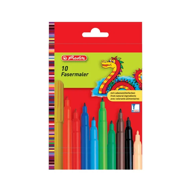 herlitz-filzstifte-10-farben-fasermaler-m-2-mm-10-st-ck image 1