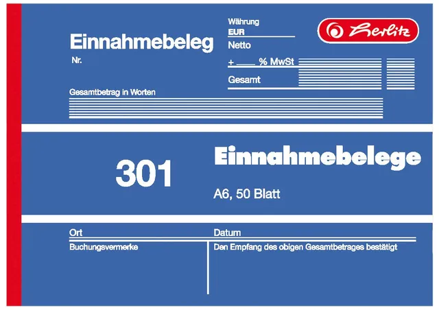 herlitz-einnahmebelege-301-a6-50-blatt-perforiert-und-gelocht image 1