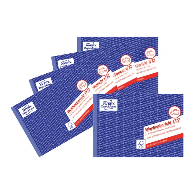 avery-zweckform-1772-5-wochenbericht-a5-quer-5er-pack-2x40-blatt-selbstdurchschr image 1
