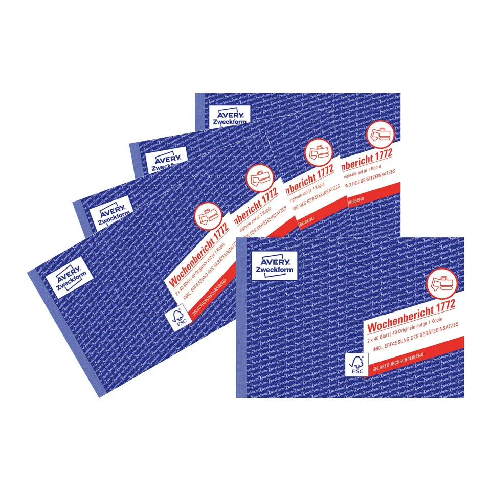 avery-zweckform-1772-5-wochenbericht-a5-quer-5er-pack-2x40-blatt-selbstdurchschr image 1