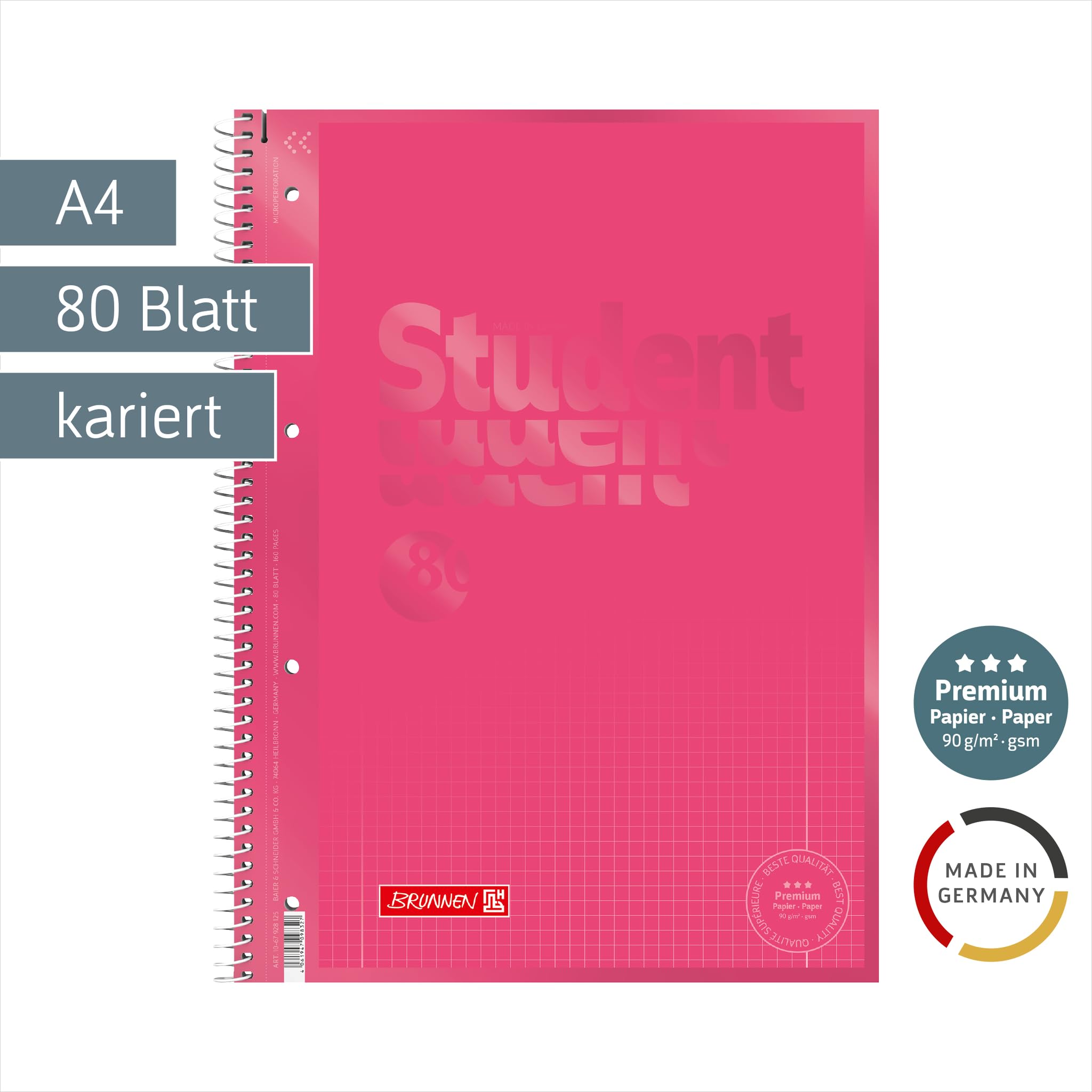brunnen-collegeblock-premium-student-colour-code-a4-lineatur-28-80-blatt-tulip image 2