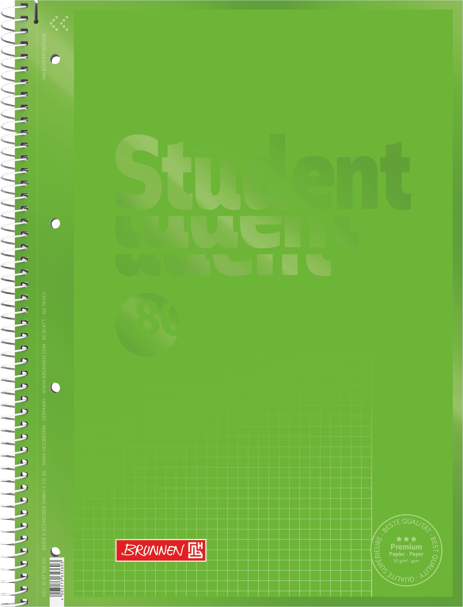 brunnen-collegeblock-premium-student-colour-code-a4-lineatur-26-80-blatt-kiwi image 1