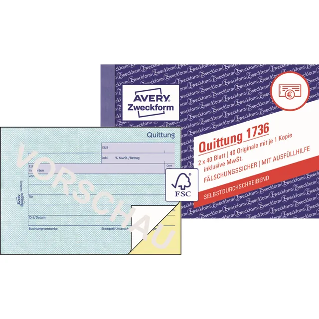 avery-zweckform-1736-quittungsblock-a6-quer-2x40-blatt-selbstdurchschreibend-wei image 1