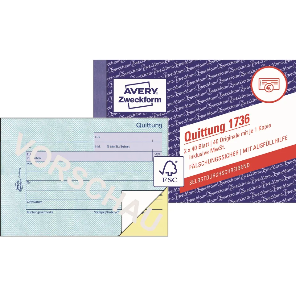 avery-zweckform-1736-quittungsblock-a6-quer-2x40-blatt-selbstdurchschreibend-wei image 1