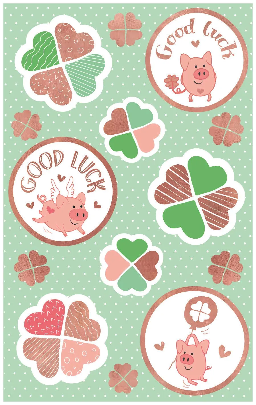 avery-zweckform-z-design-57075-deko-sticker-good-luck-14-aufkleber-mit-goldpr-gu image 1