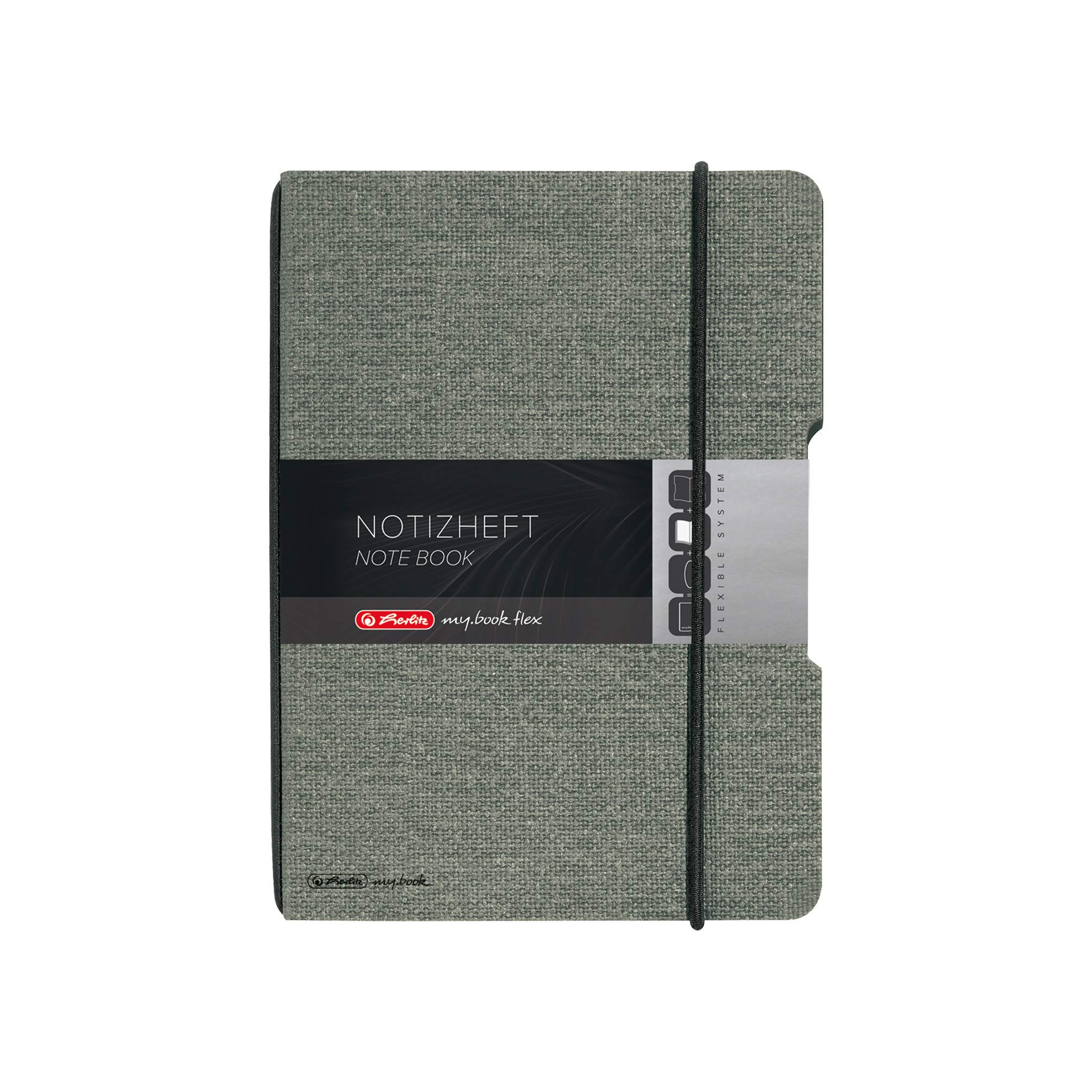 herlitz-50033706-notizheft-flex-leinen-a5-punktiert-40-blatt-grau image 1