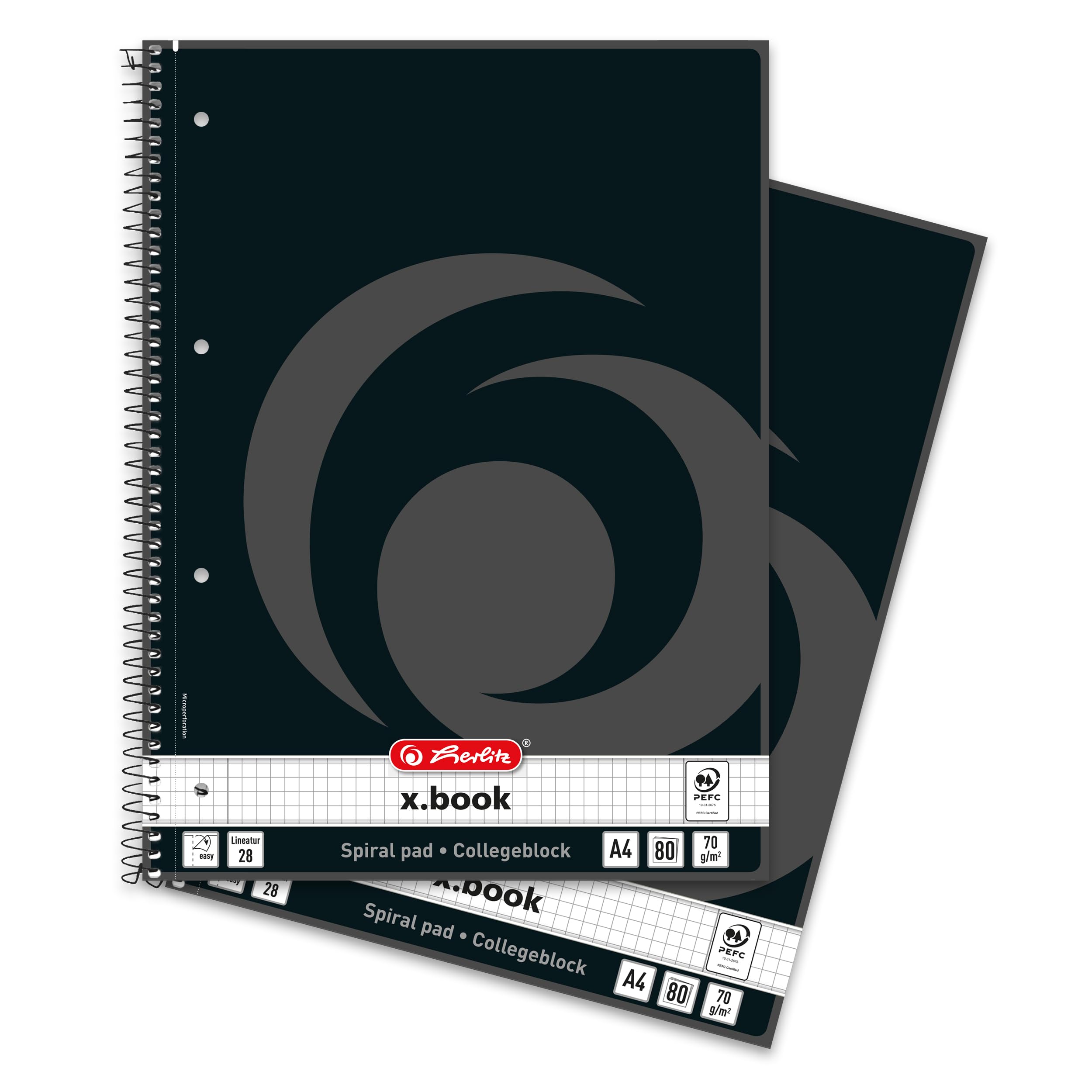 herlitz-collegeblock-x-book-a4-kariert-lineatur-28-80-blatt-2er-pack-schwarz image 1
